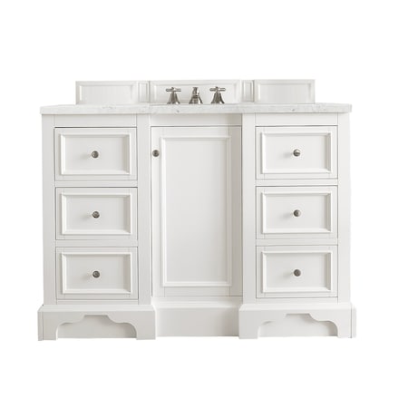 James Martin Vanities De Soto 48in Single Vanity, Bright White w/ 3 CM Eternal Jasmine Pearl Quartz Top 825-V48-BW-3EJP